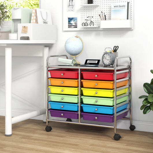Costway 12 Drawers Rolling Storage Cart for Home and Office-Multicolor LuxuryLifeWay Online Store