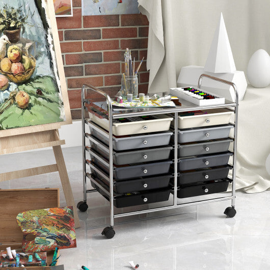 Costway 12 Drawers Rolling Storage Cart for Home and Office-Gradient Grey LuxuryLifeWay Online Store