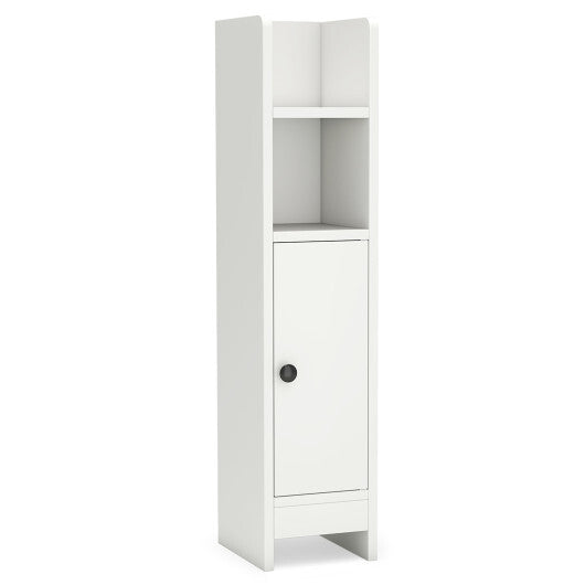 Costway Bathroom Slim Cabinet Corner with Door and Adjustable Shelf-White