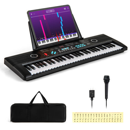 Costway 61 Key Electric Portable Digital Keyboard Piano for Beginner Black LuxuryLifeWay Online Store