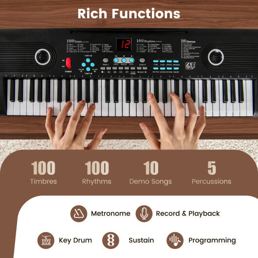 Costway 61 Key Electric Portable Digital Keyboard Piano for Beginner Black LuxuryLifeWay Online Store