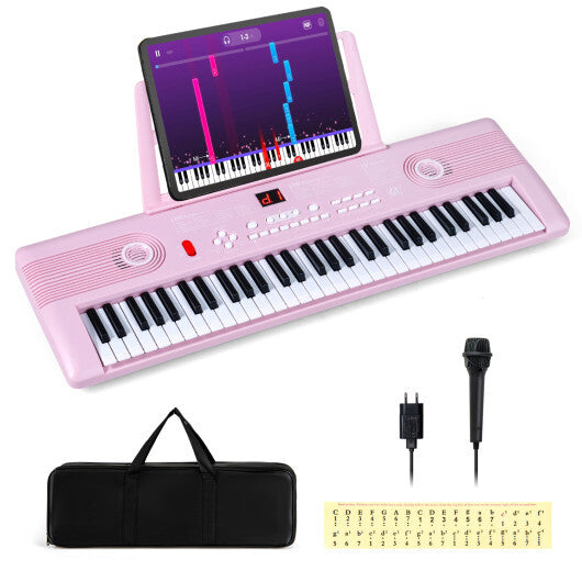 Costway 61 Key Electric Portable Digital Keyboard Piano for Beginner-Pink