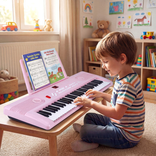 Costway 61 Key Electric Portable Digital Keyboard Piano for Beginner-Pink