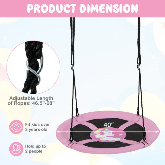 Costway 40" Flying Saucer Tree Swing Indoor Outdoor Play Set Swing for Kids Dark Pink LuxuryLifeWay Online Store