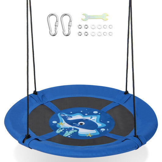 Costway 40" Flying Saucer Tree Swing Indoor Outdoor Play Set Swing for Kids Blue Whale LuxuryLifeWay Online Store
