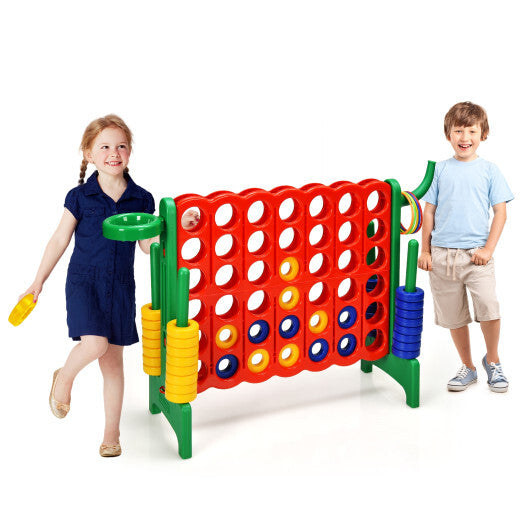 Costway 4-in-A Row Giant Game Set w/Basketball Hoop for Family Red LuxuryLifeWay Online Store