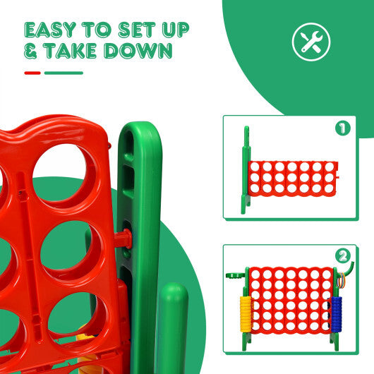 Costway 4-in-A Row Giant Game Set w/Basketball Hoop for Family Red LuxuryLifeWay Online Store