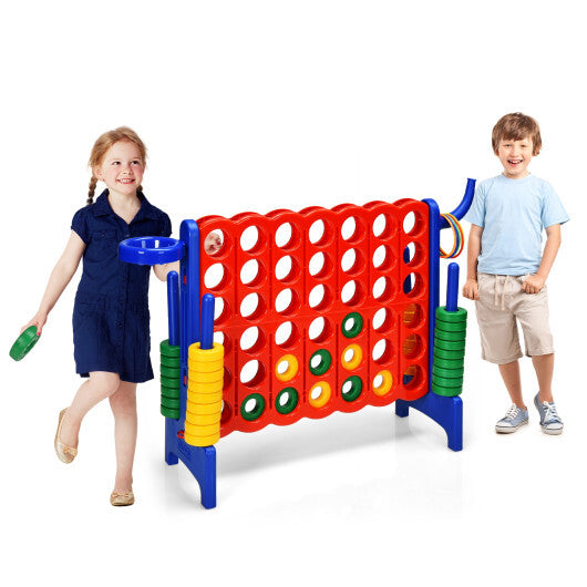 Costway 4-in-A Row Giant Game Set w/Basketball Hoop for Family Red LuxuryLifeWay Online Store