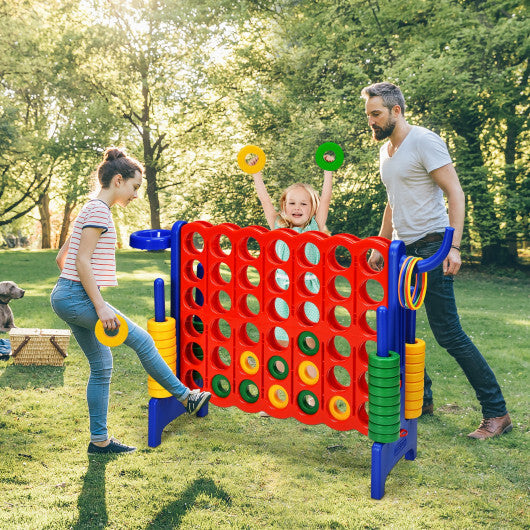 Costway 4-in-A Row Giant Game Set w/Basketball Hoop for Family Red LuxuryLifeWay Online Store