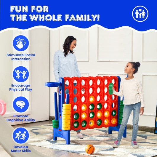 Costway 4-in-A Row Giant Game Set w/Basketball Hoop for Family Red LuxuryLifeWay Online Store