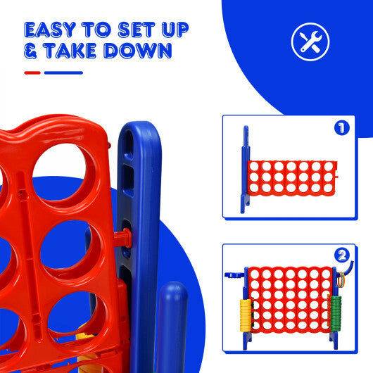 Costway 4-in-A Row Giant Game Set w/Basketball Hoop for Family Red LuxuryLifeWay Online Store