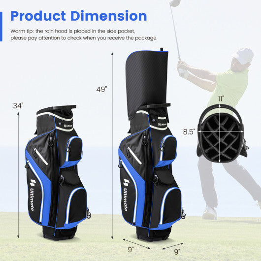 Costway Golf Cart Bag with 14 Way Top Dividers-Blue LuxuryLifeWay Online Store