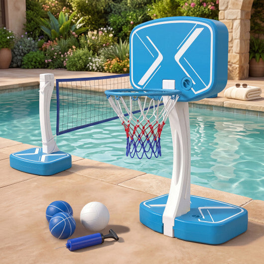 Costway 2-in-1 Pool Basketball Hoop and Pool Volleyball Net with Weighted Base LuxuryLifeWay Online Store