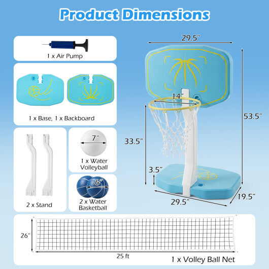 Costway 2-in-1 Pool Basketball Hoop and Pool Volleyball Net LuxuryLifeWay Online Store