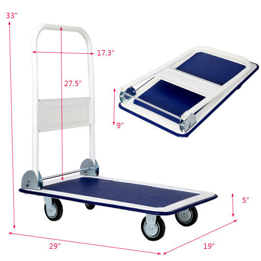 Costway 330lbs Platform Cart Dolly Foldable Push Hand Iron LuxuryLifeWay Online Store