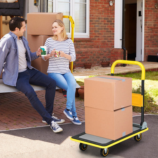 Costway 330lbs Folding Platform Cart Dolly Push Hand Truck Moving Warehouse Foldable LuxuryLifeWay Online Store
