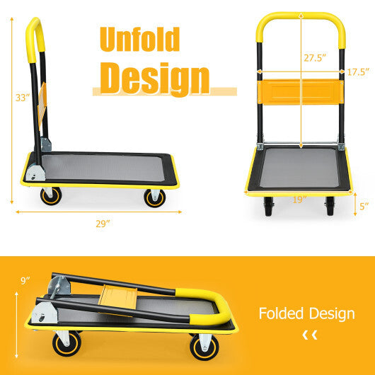 Costway 330lbs Folding Platform Cart Dolly Push Hand Truck Moving Warehouse Foldable LuxuryLifeWay Online Store