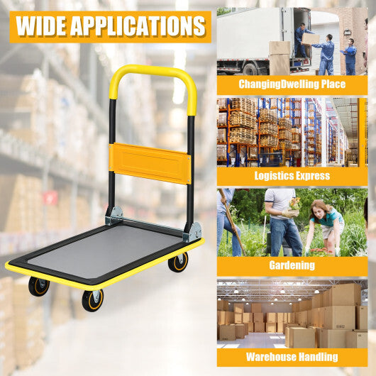 Costway 330lbs Folding Platform Cart Dolly Push Hand Truck Moving Warehouse Foldable LuxuryLifeWay Online Store