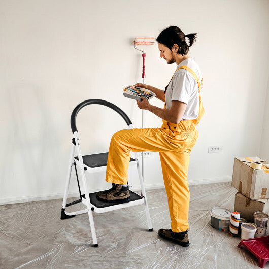 Costway 2 Step Ladder Folding Stool Heavy Duty 330Lbs Capacity Industrial Lightweight LuxuryLifeWay Online Store