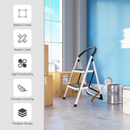 Costway 2 Step Ladder Folding Stool Heavy Duty 330Lbs Capacity Industrial Lightweight LuxuryLifeWay Online Store