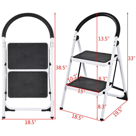 Costway 2 Step Ladder Folding Stool Heavy Duty 330Lbs Capacity Industrial Lightweight LuxuryLifeWay Online Store