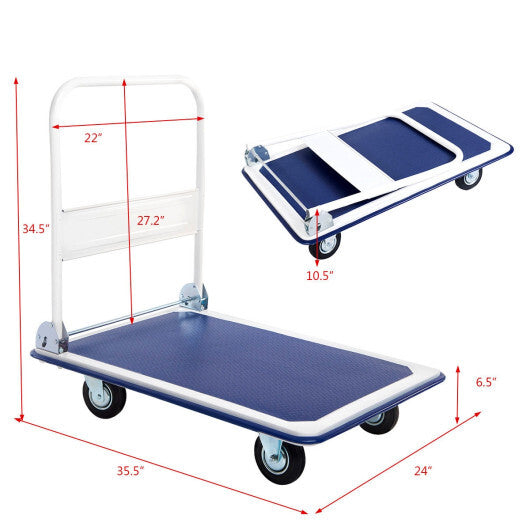 Costway 660lbs Platform Cart Dolly Folding Foldable Moving Warehouse Push Hand Truck LuxuryLifeWay Online Store