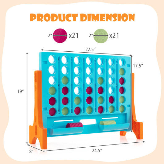 Costway Jumbo 4-to-Score Connect Game Set with Carrying Bag and 42 Coins-Orange LuxuryLifeWay Online Store