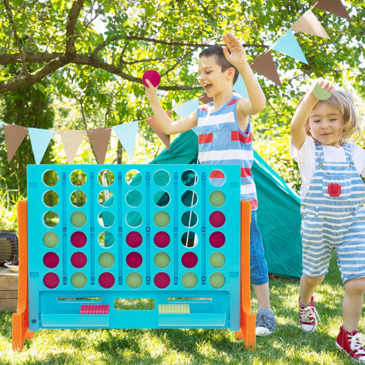 Costway Jumbo 4-to-Score Connect Game Set with Carrying Bag and 42 Coins-Orange LuxuryLifeWay Online Store
