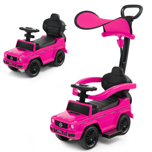 Costway 3-In-1 Ride on Push Car Mercedes Benz G350 Stroller Sliding Car with Canopy-Pink LuxuryLifeWay Online Store