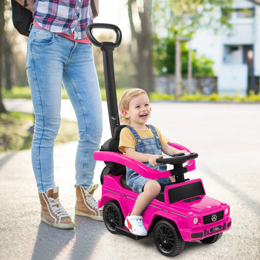 Costway 3-In-1 Ride on Push Car Mercedes Benz G350 Stroller Sliding Car with Canopy-Pink LuxuryLifeWay Online Store