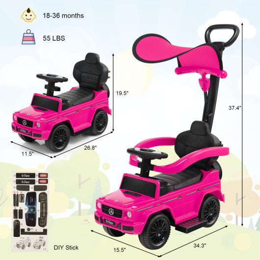 Costway 3-In-1 Ride on Push Car Mercedes Benz G350 Stroller Sliding Car with Canopy-Pink LuxuryLifeWay Online Store