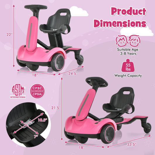 Costway 6V Kids Ride on Drift Car with 360 Spin and 2 Adjustable Heights-Pink LuxuryLifeWay Online Store