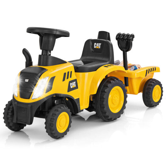 Costway Kids Ride on Tractor Licensed Caterpillar with Detachable Trailer No Power Yellow LuxuryLifeWay Online Store