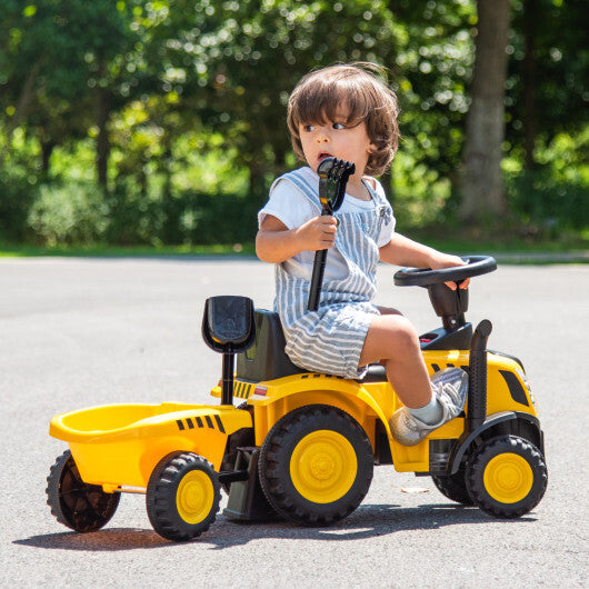 Costway Kids Ride on Tractor Licensed Caterpillar with Detachable Trailer No Power Yellow LuxuryLifeWay Online Store