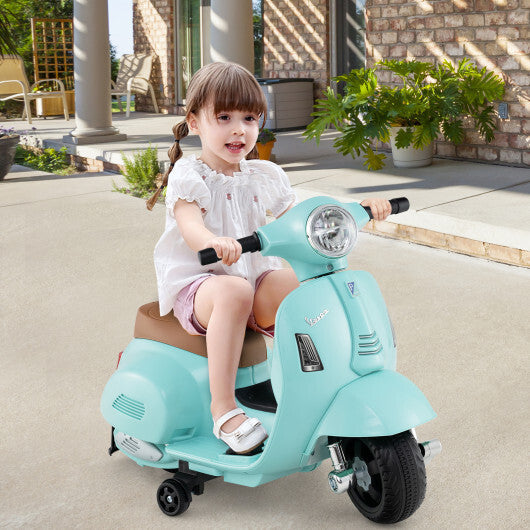 Costway Kids Ride on Motorcycle Licensed Vespa with LED Headlight and Horn Sound - Green LuxuryLifeWay Online Store
