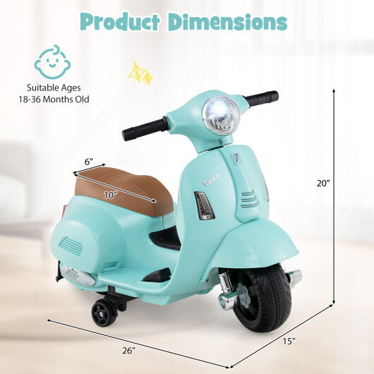 Costway Kids Ride on Motorcycle Licensed Vespa with LED Headlight and Horn Sound - Green LuxuryLifeWay Online Store