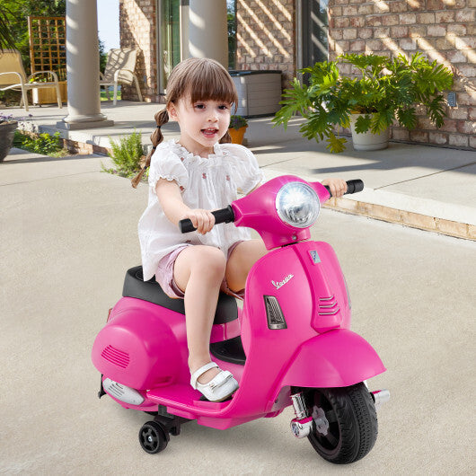 Costway Kids Ride on Motorcycle Licensed Vespa with LED Headlight and Horn Sound - Pink LuxuryLifeWay Online Store