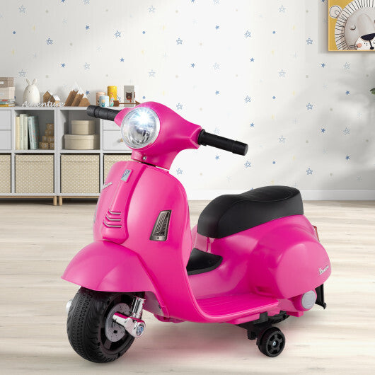 Costway Kids Ride on Motorcycle Licensed Vespa with LED Headlight and Horn Sound - Pink LuxuryLifeWay Online Store