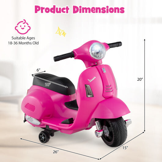 Costway Kids Ride on Motorcycle Licensed Vespa with LED Headlight and Horn Sound - Pink LuxuryLifeWay Online Store