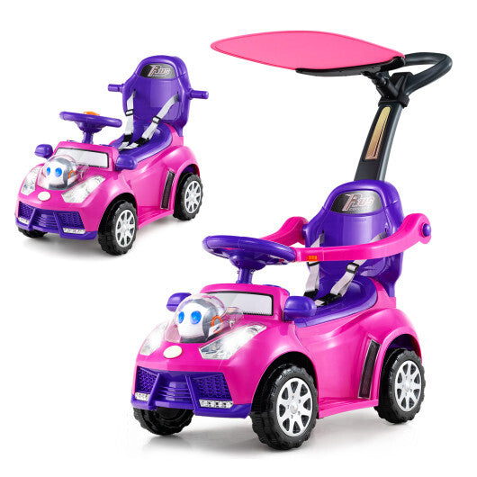 Costway 3-in-1 Push Car for Toddler Stroller Sliding Walking Car for Boys and Girls - Pink LuxuryLifeWay Online Store