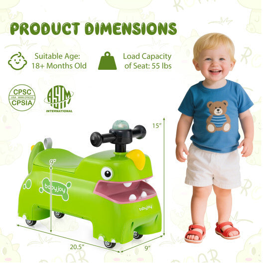 Costway Toddler Ride on Toy Walking Sliding Car with Lights and Music Green LuxuryLifeWay Online Store
