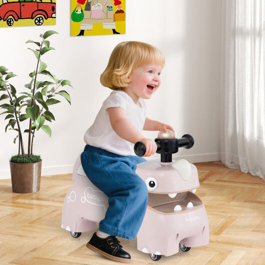 Costway Toddler Ride on Toy Walking Sliding Car with Lights and Music-Pink LuxuryLifeWay Online Store