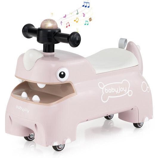 Costway Toddler Ride on Toy Walking Sliding Car with Lights and Music-Pink LuxuryLifeWay Online Store