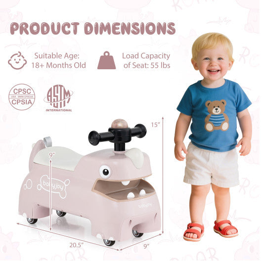 Costway Toddler Ride on Toy Walking Sliding Car with Lights and Music-Pink LuxuryLifeWay Online Store