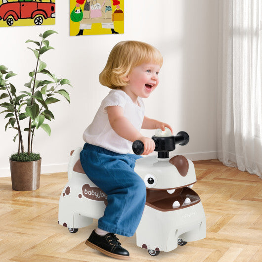 Costway Toddler Ride on Toy Walking Sliding Car with Lights and Music-White LuxuryLifeWay Online Store