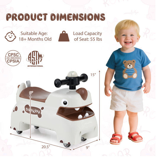 Costway Toddler Ride on Toy Walking Sliding Car with Lights and Music-White LuxuryLifeWay Online Store