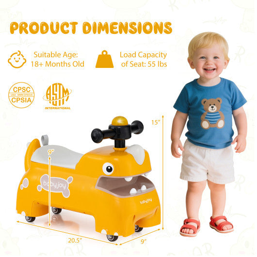 Costway Toddler Ride on Toy Walking Sliding Car with Lights and Music-Yellow LuxuryLifeWay Online Store