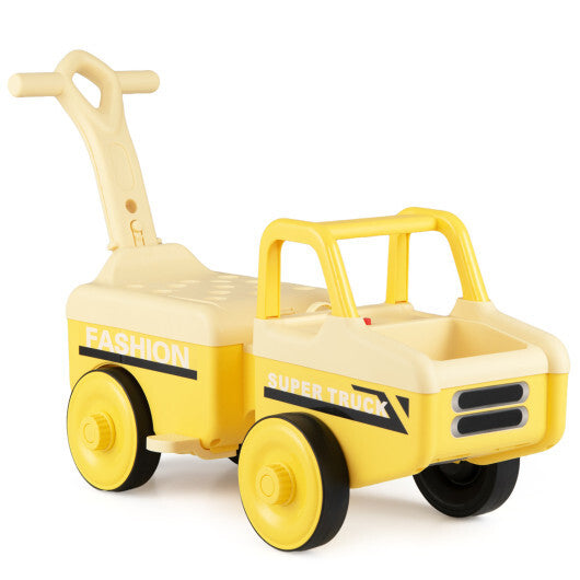 Costway 4 in 1 Ride on Push Car with Music and Under-Seat Storage for Boys Girls-Yellow LuxuryLifeWay Online Store