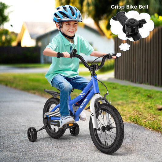 Prorider 14'' Kid's Bike with Removable Training Wheels & Basket for 3-5 Years Old Blue