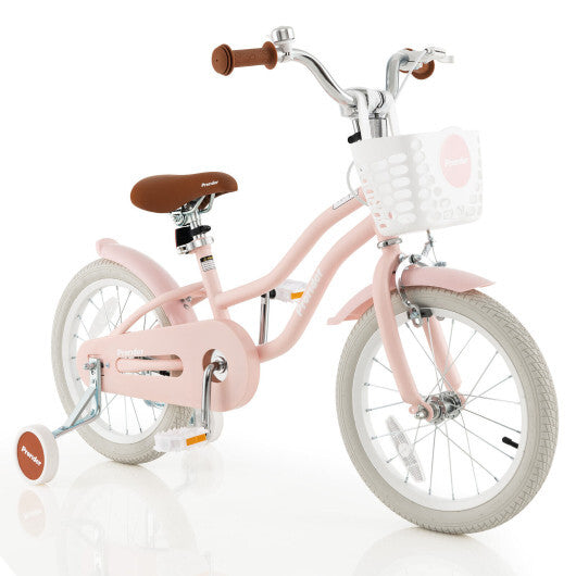 Costway 16'' Kids Bike Toddler Adjustable Bicycle withTraining Wheel for 4-8 Years Old Girl Pink LuxuryLifeWay Online Store